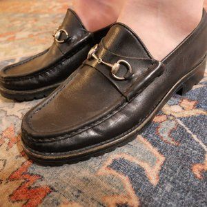 Vintage Gucci "horsebit" loafers with lug sole, size 8